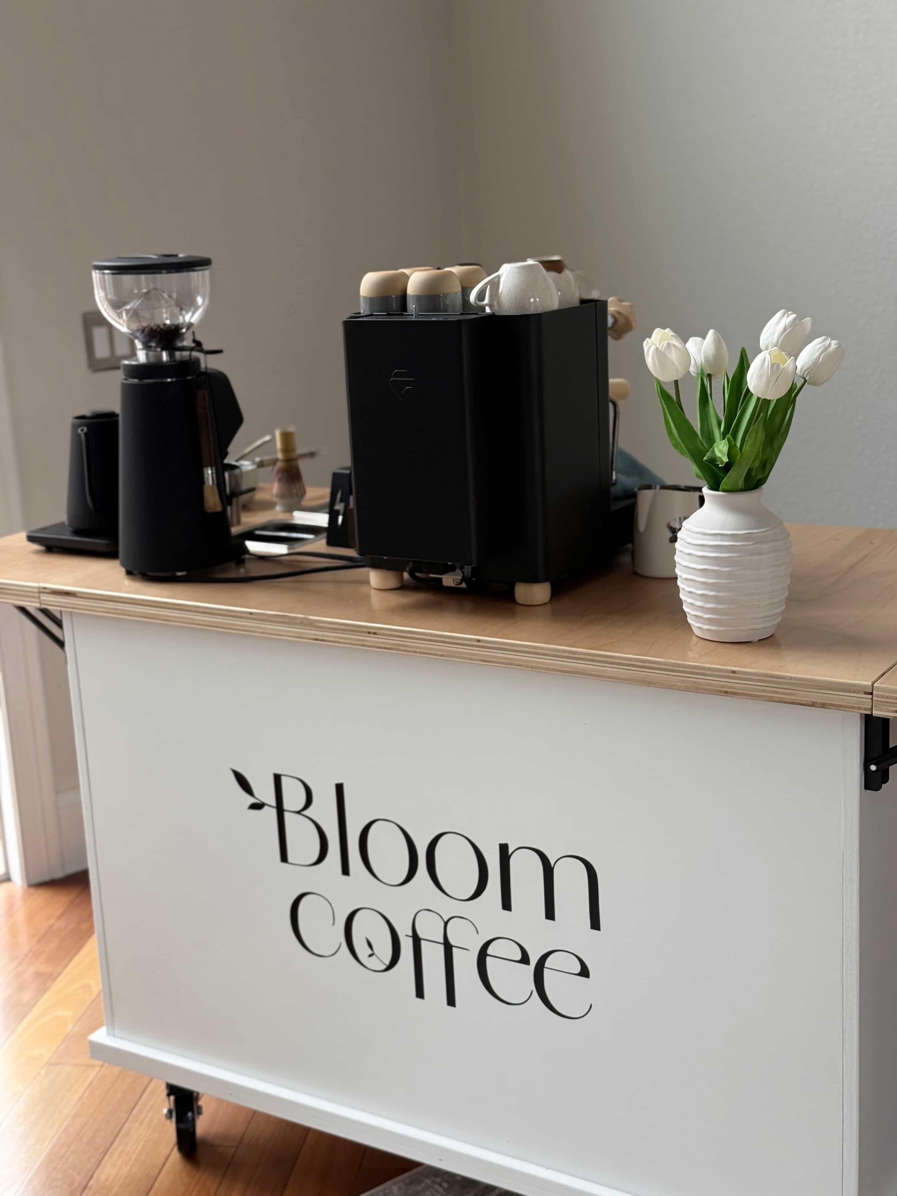 Iced latte on an elegant cake stand