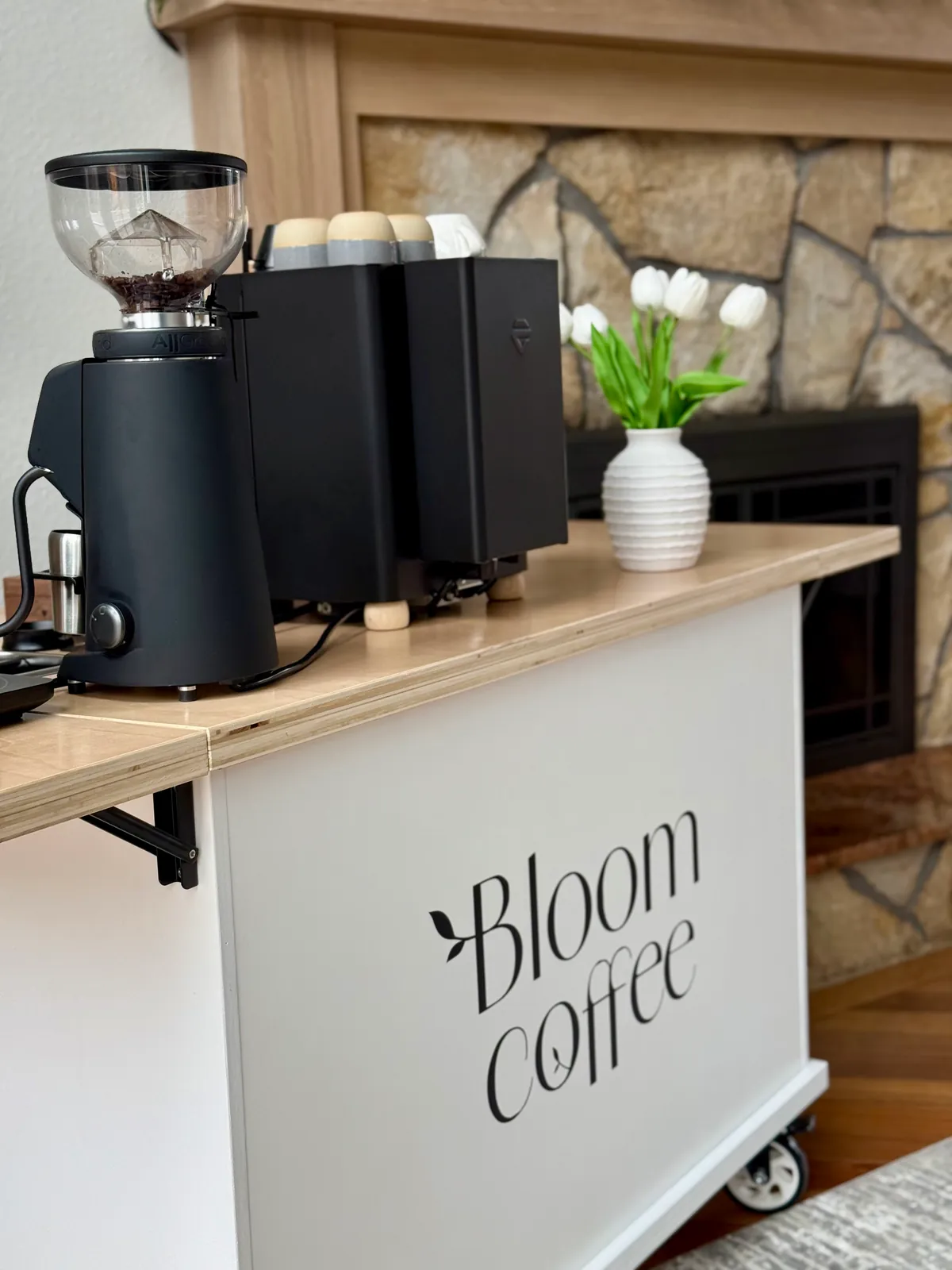 Mobile coffee cart setup